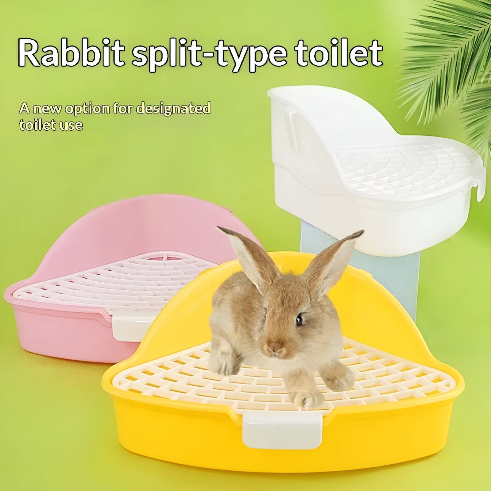 Triangular plastic pet toilet potty for rabbits and guinea pigs in white colour option
