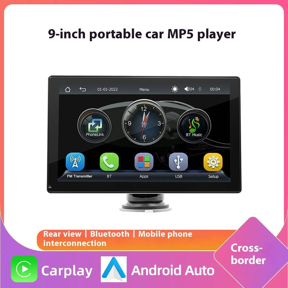 9-inch black portable Carplay central control unit with navigation and WiFi for vehicles