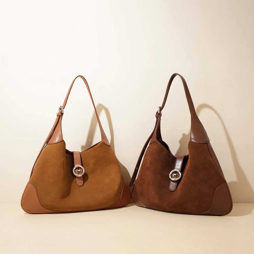 New shoulder bag retro commuter cowhide niche oval shape matte finish black colour with single strap