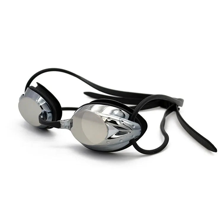 Anti-fog HD waterproof competitive swimming goggles for adults in bright blue colour