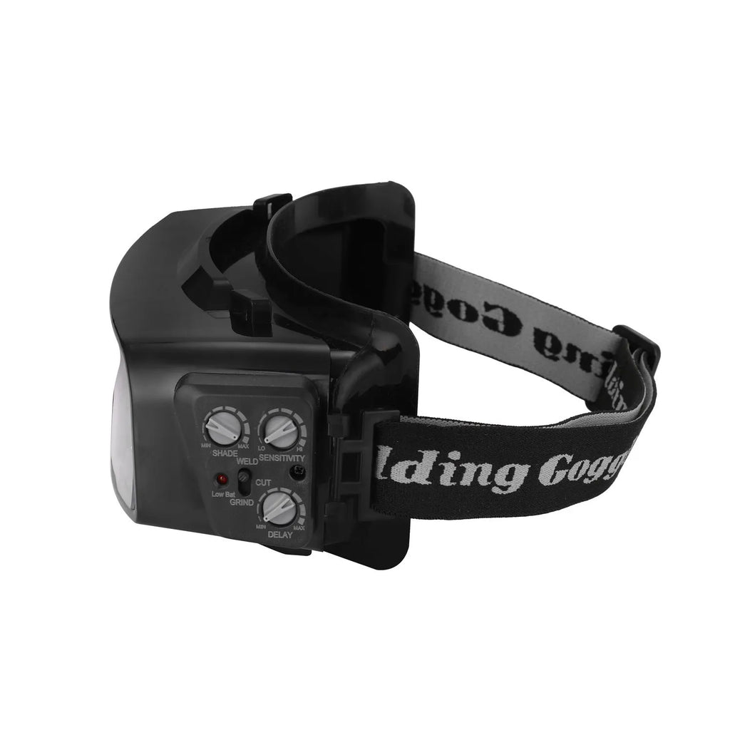 Black automatic welding mask with adjustable darkening lens for arc welding protection