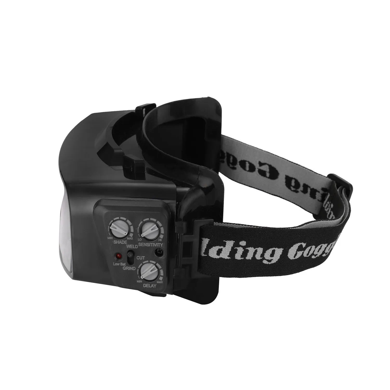 Black automatic welding mask with adjustable darkening lens for arc welding protection