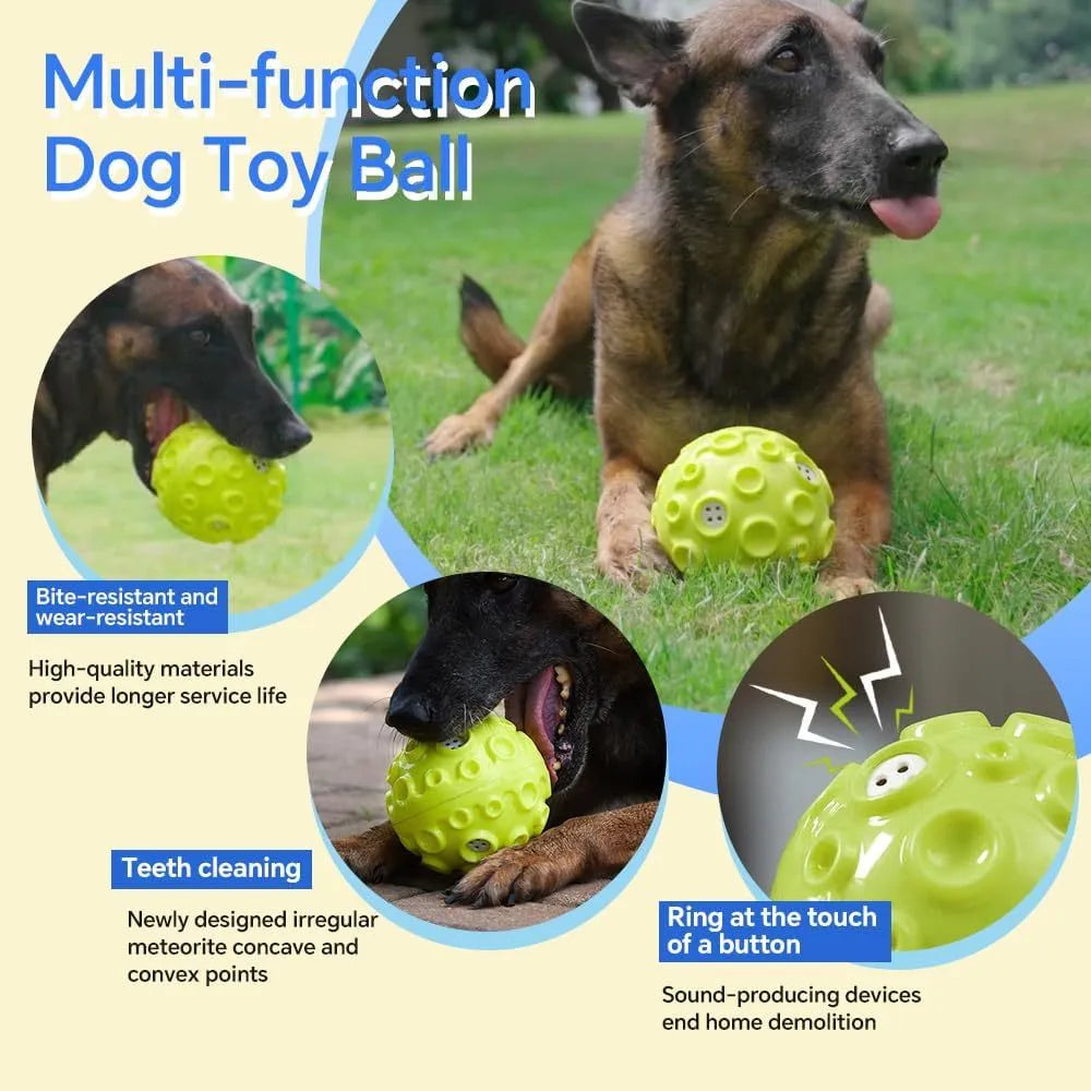 Natural rubber dog ball toy with squeaky sound feature in assorted colours for aggressive chewers