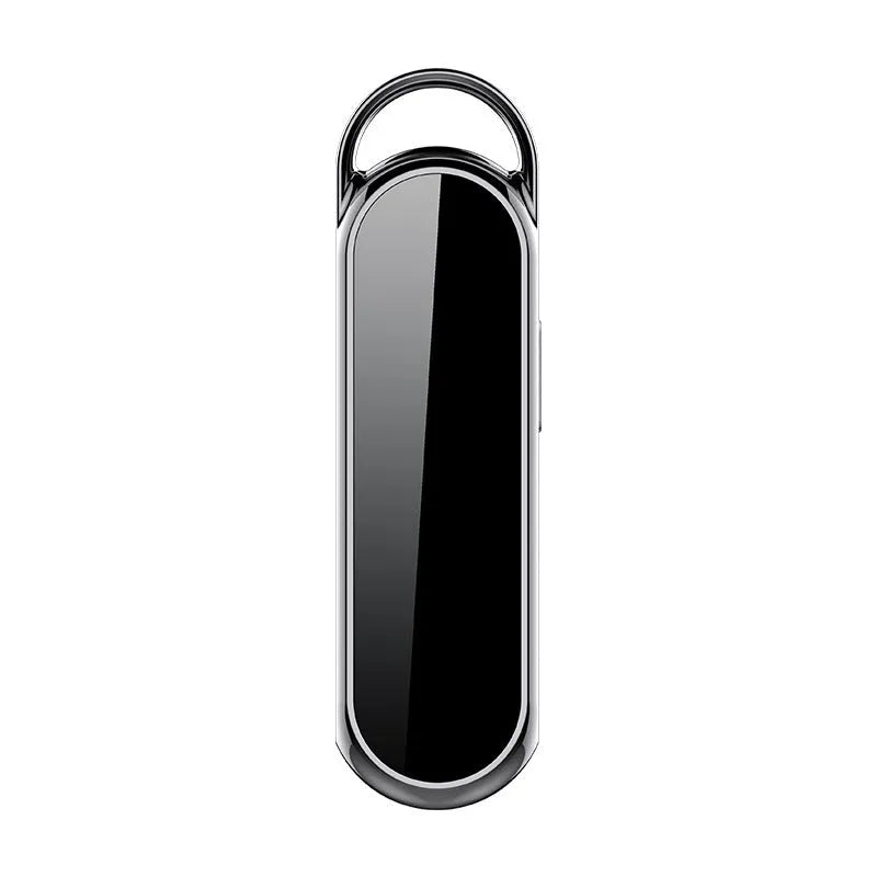 Black one-key recording smart voice recorder with pen-shaped body and button on top