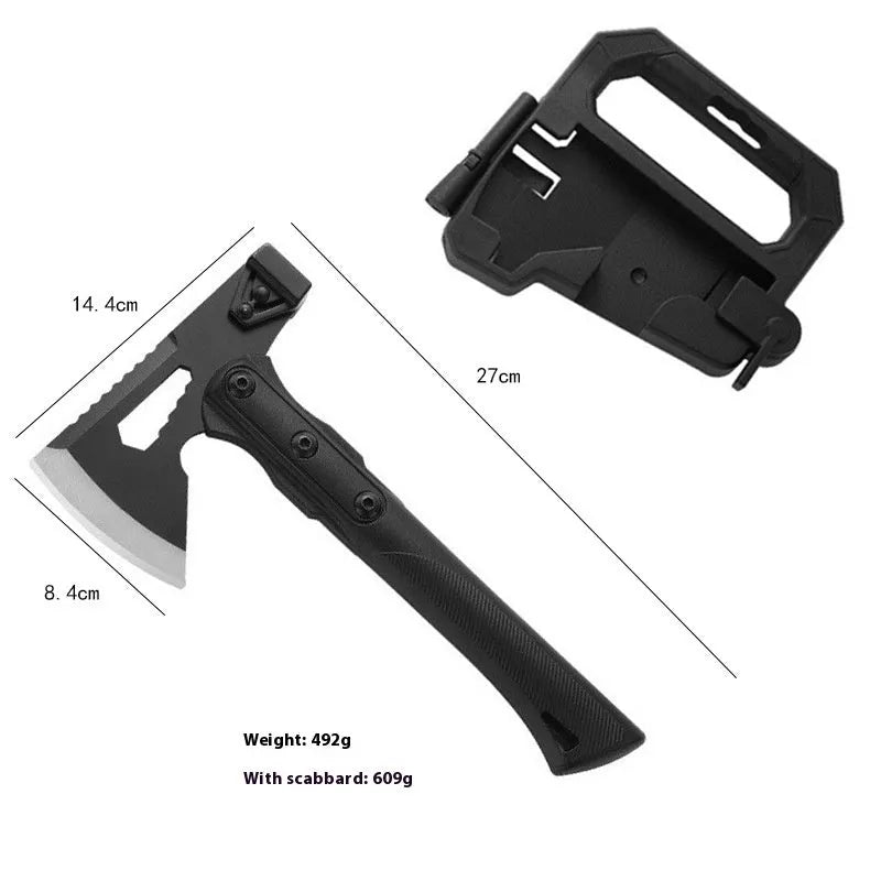 Multi-functional survival camping axe with stainless steel head and ABS plastic handle