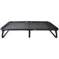 Pet dog iron frame mesh camp bed with steel pipe construction, folding design, and included mattress in size XL.