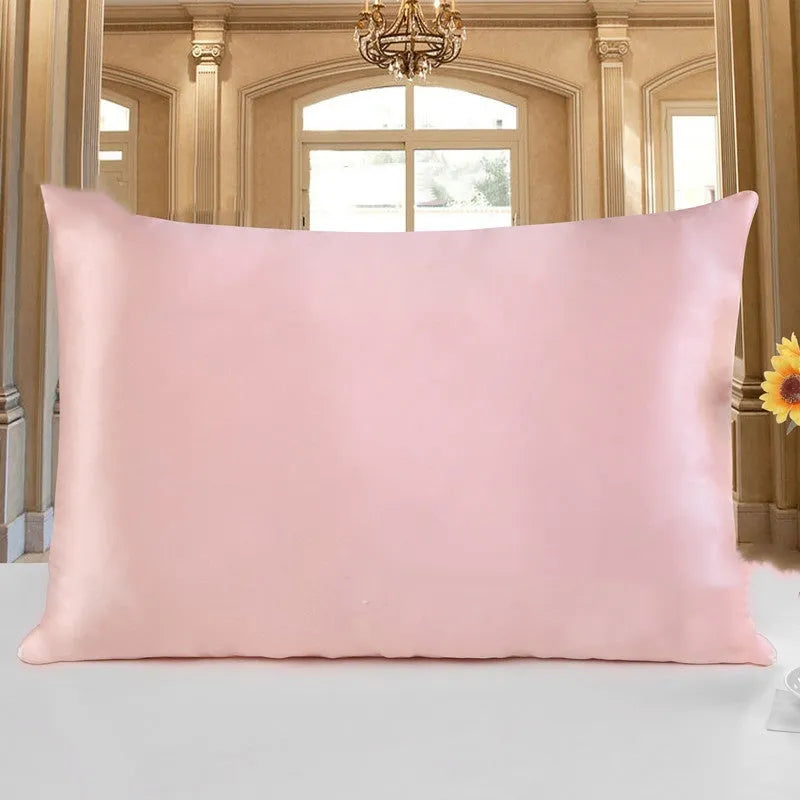 19 M style double-sided silk pillowcase shown in one of 14 available colours.