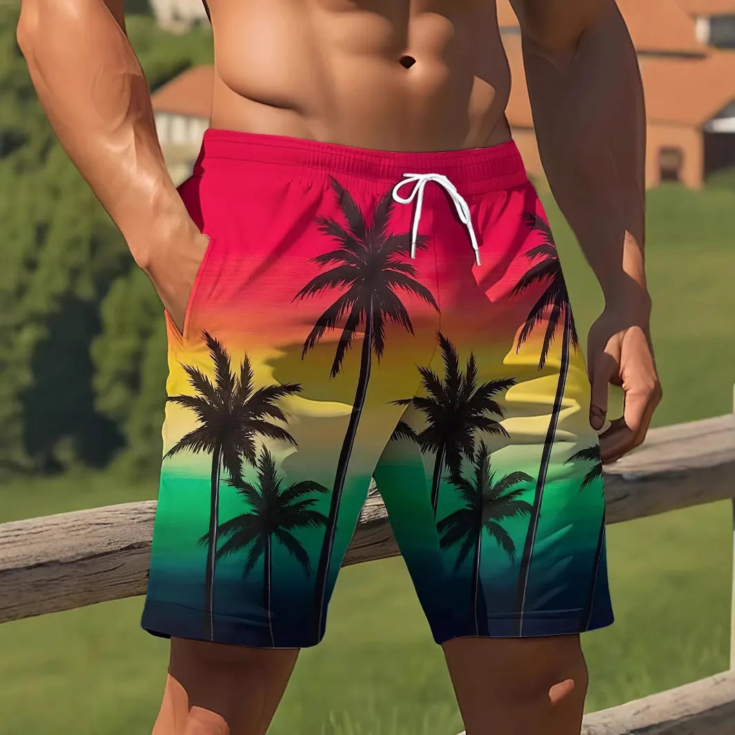 Men's quick-dry polyester swimming trunks with micro-elastic construction in various colour options