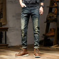 Men's retro colour skinny fit jeans with stretch denim and zip fly closure
