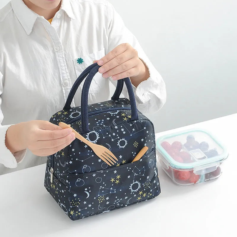 Oxford cloth thermal insulation lunch bag with aluminium foil interior in handbag design