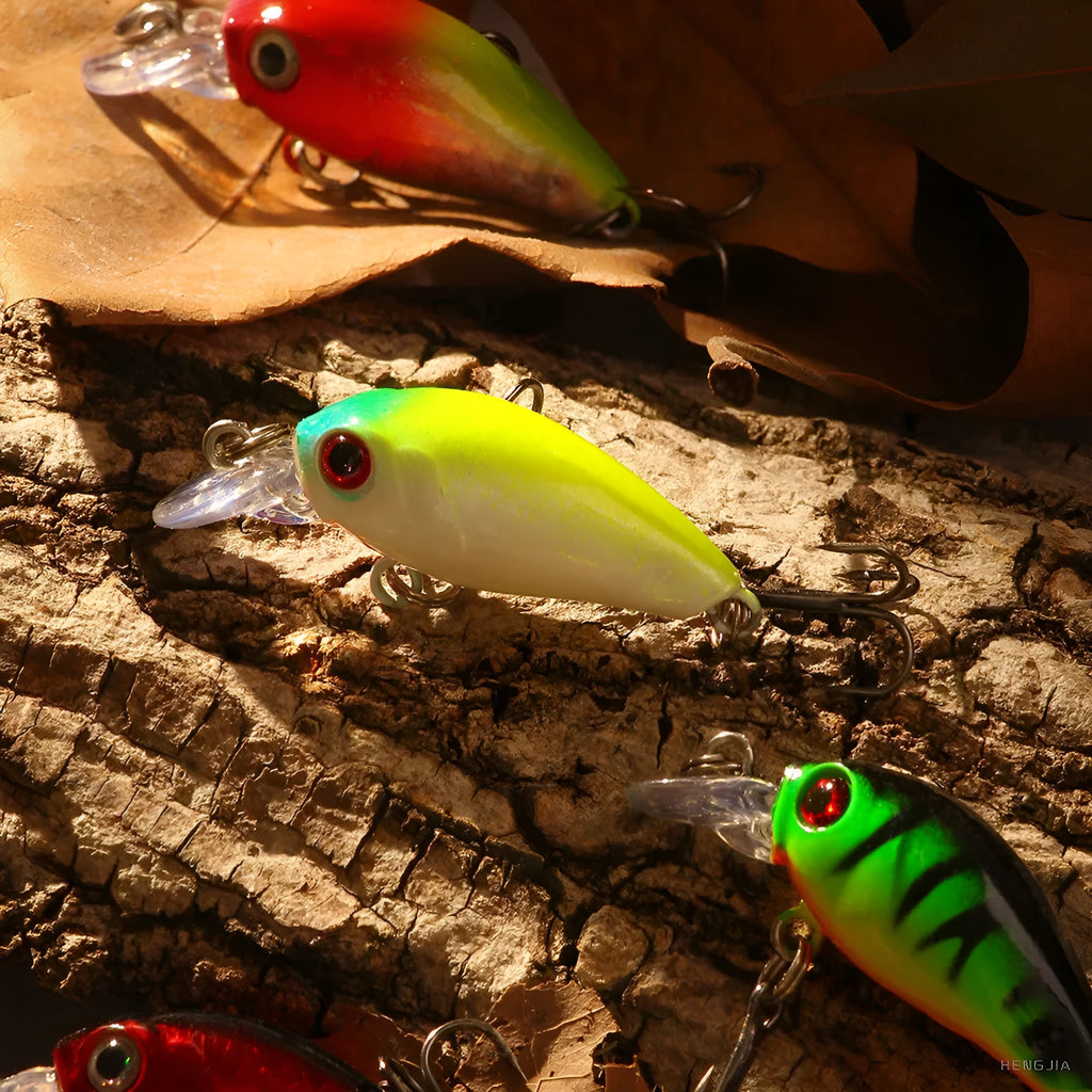Rock Little Fat Man 4G steel bionic fishing lure in rainbow colour on white background