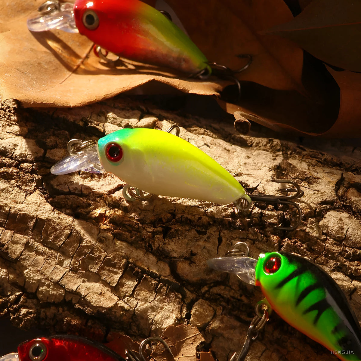 Rock Little Fat Man 4G steel bionic fishing lure in rainbow colour on white background