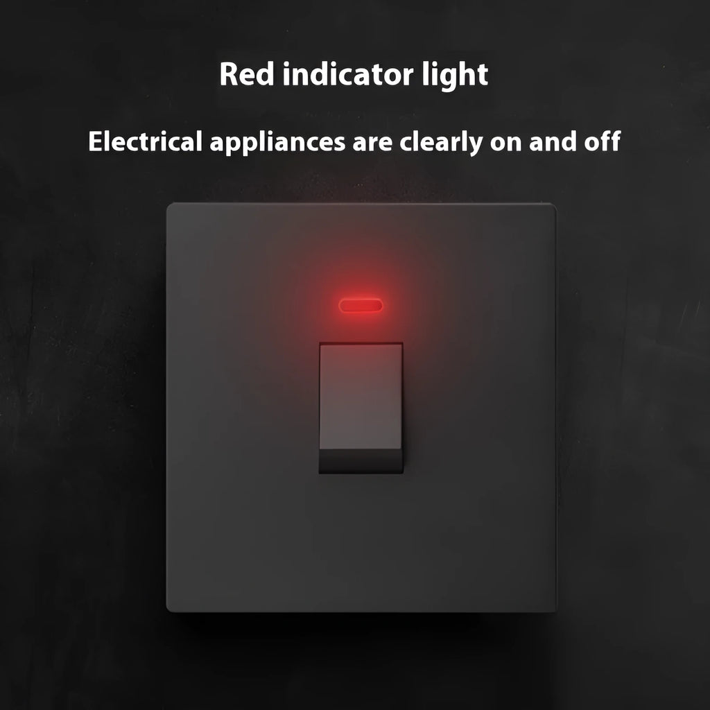 High-current double-break electrical switch with light panel in white finish, showing terminals.