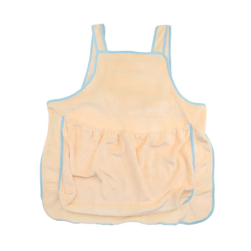Plush pet carrier apron with adjustable neck strap and sleeping pocket for small cats and dogs