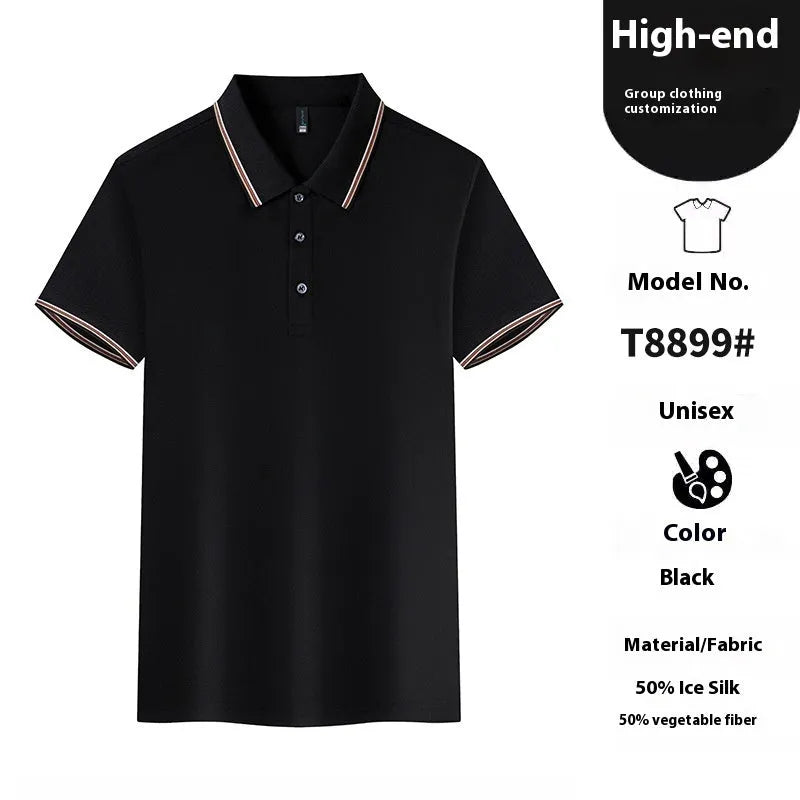 Ice-feeling solona colour matching work polo shirt in copper ammonia fibre ice silk fabric