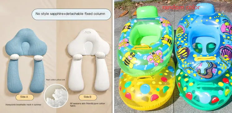 U-shaped baby head shaping pillow with detachable column in blue-white colour option