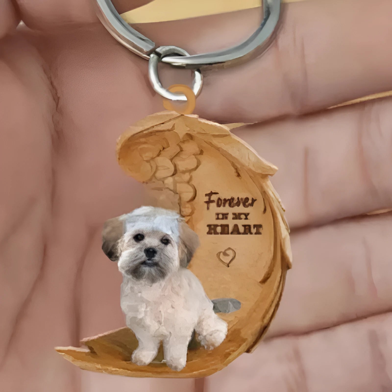Square acrylic dog hanging ornament for car interior, measuring 9 by 9 centimetres.