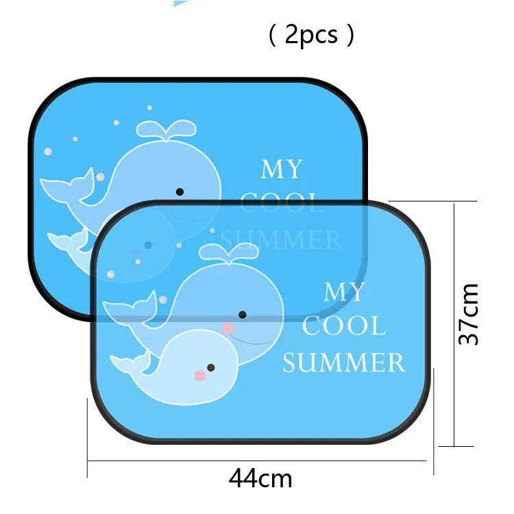 Pair of electrostatic car side window sunshades with animal design on nylon mesh