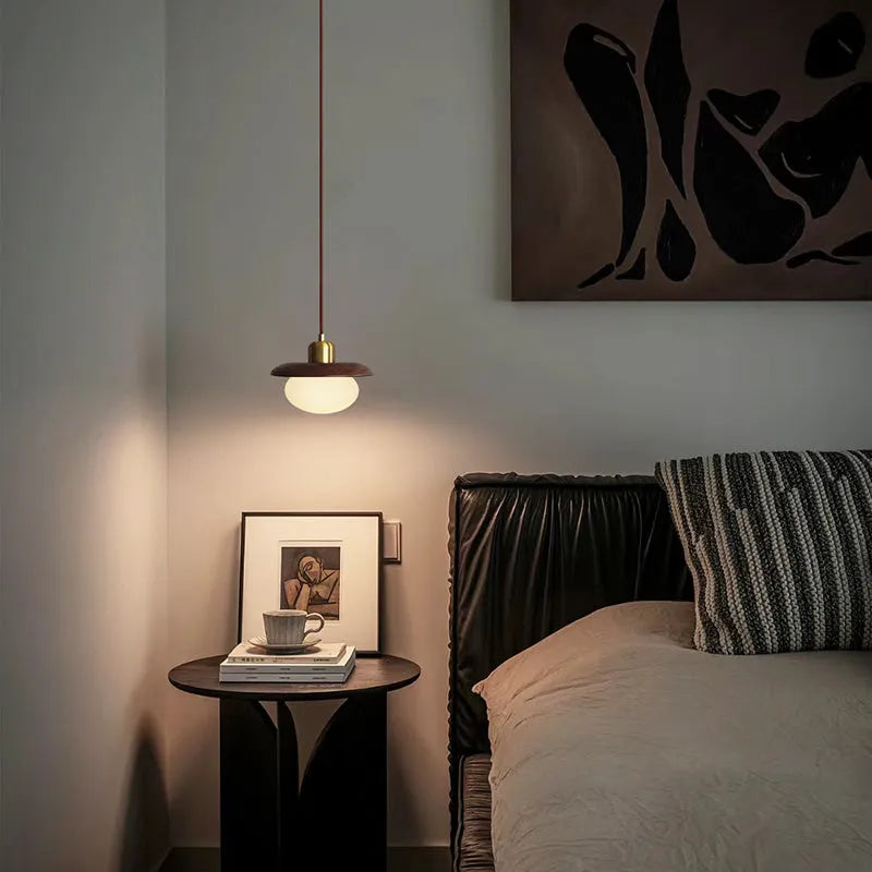 Remote control three-colour dimmable LED log chandelier ceiling light black walnut finish