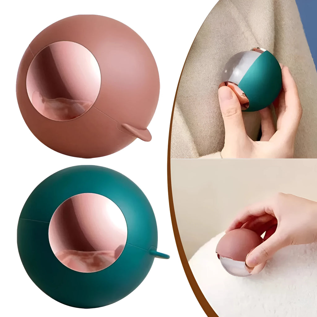 Green gold reusable gel lint roller ball for removing pet hair and lint from fabrics.