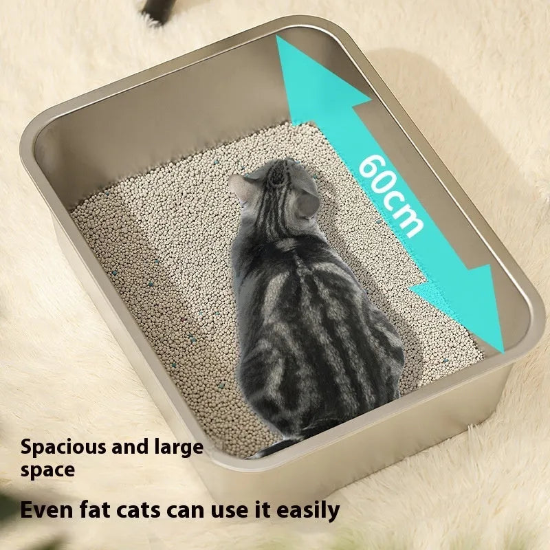 Stainless steel litter box 60x40x20 cm with anti-corrosion finish