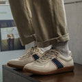 White fashion casual exercise men's sneakers with mesh upper and flat heel