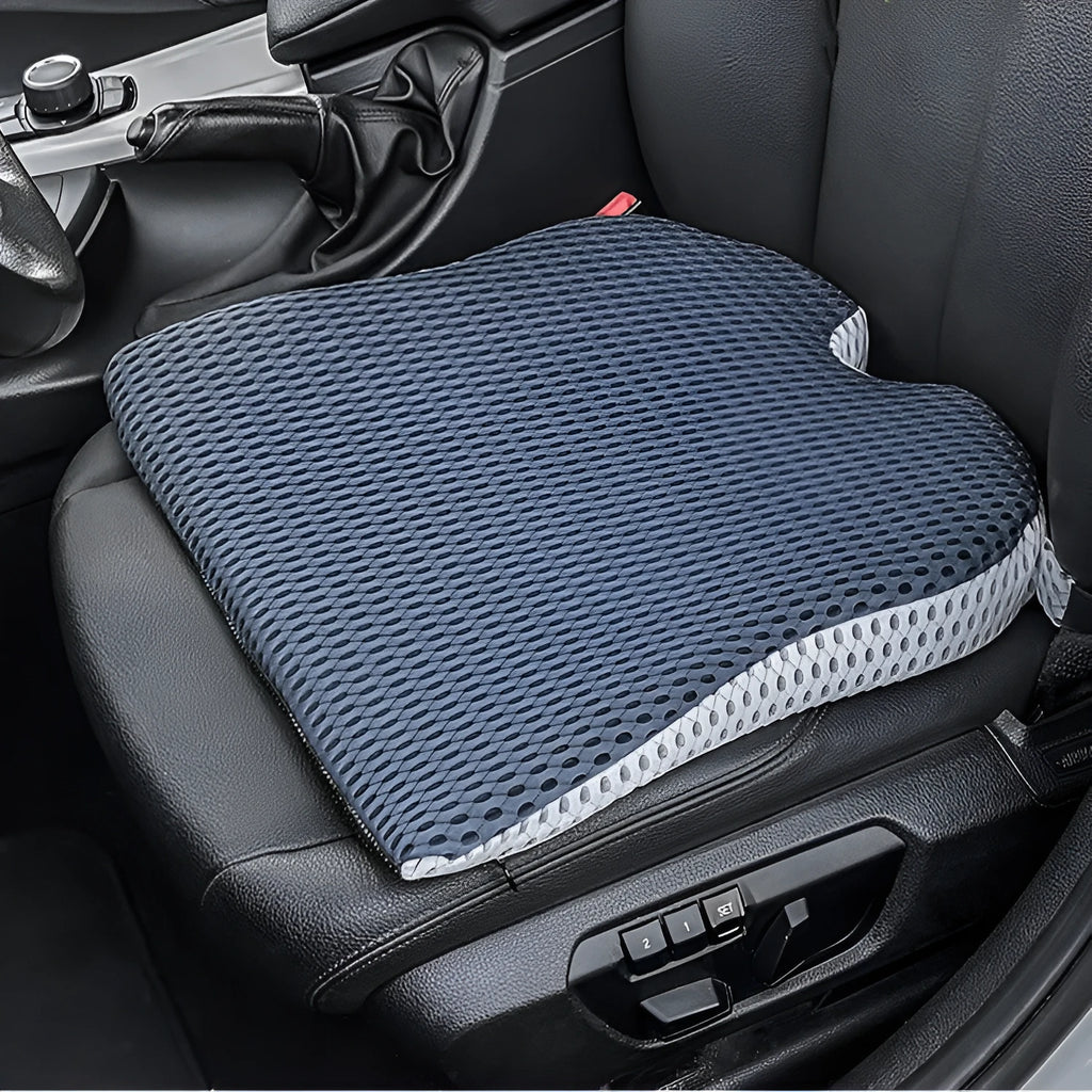 Memory foam cushion with elastic strap for car or office chair in solid colour