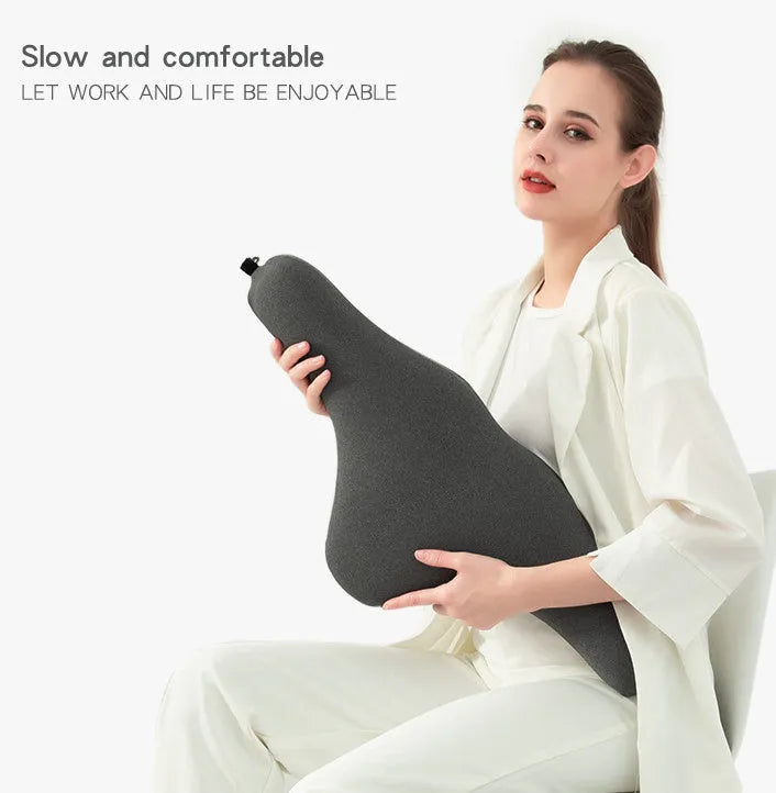 Car neck memory pillow headrest with memory foam filler in dark gray colour
