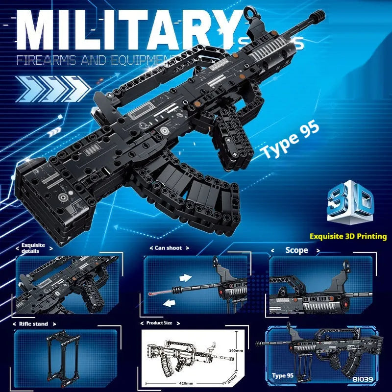 Building blocks toy gun assembly kit in colour box, 98K sniper rifle variant