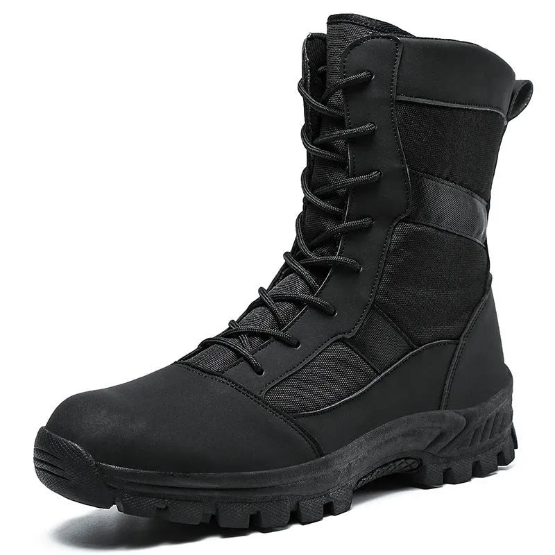 Men's black and camouflage high-top sneakers with mesh upper and totem pattern details