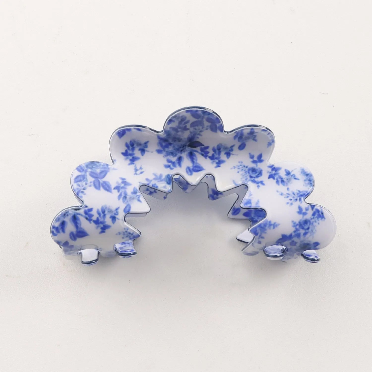 PVC hair clip barrettes for women back head asymmetric natural style blue series multicolour patterns