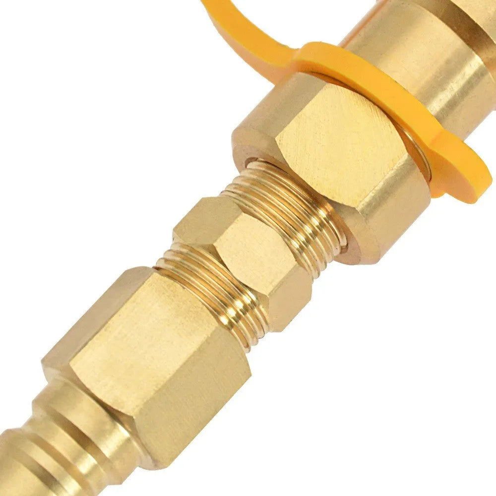 Brass 3/8 inch American standard thread propane gas tank conversion connector and adapter kit.