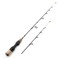 Double tip ice fishing rod with spinning wheel, 60cm length, 2 sections, hard action, single pole colour