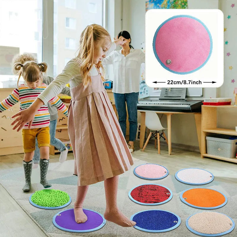 Sensory training pad for autism children, fabric, 8-piece set, assorted colours