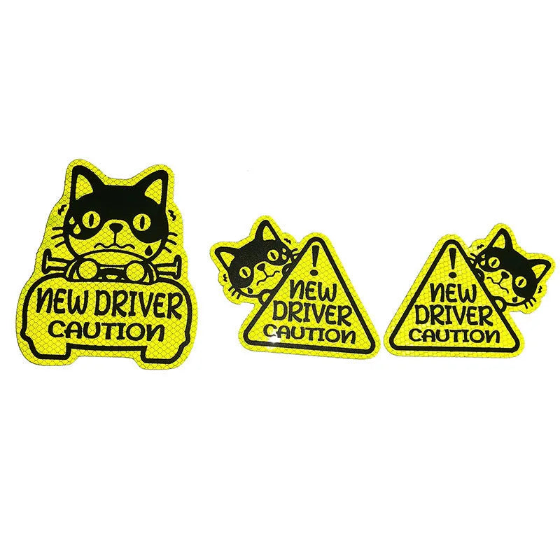 Set of three magnetic reflective stickers with cat, duck, and panda designs for bikes and scooters.