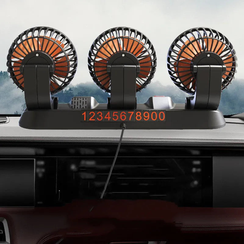 Three head automotive electric cooling fan with ABS motor housing and 1.3 metre cable