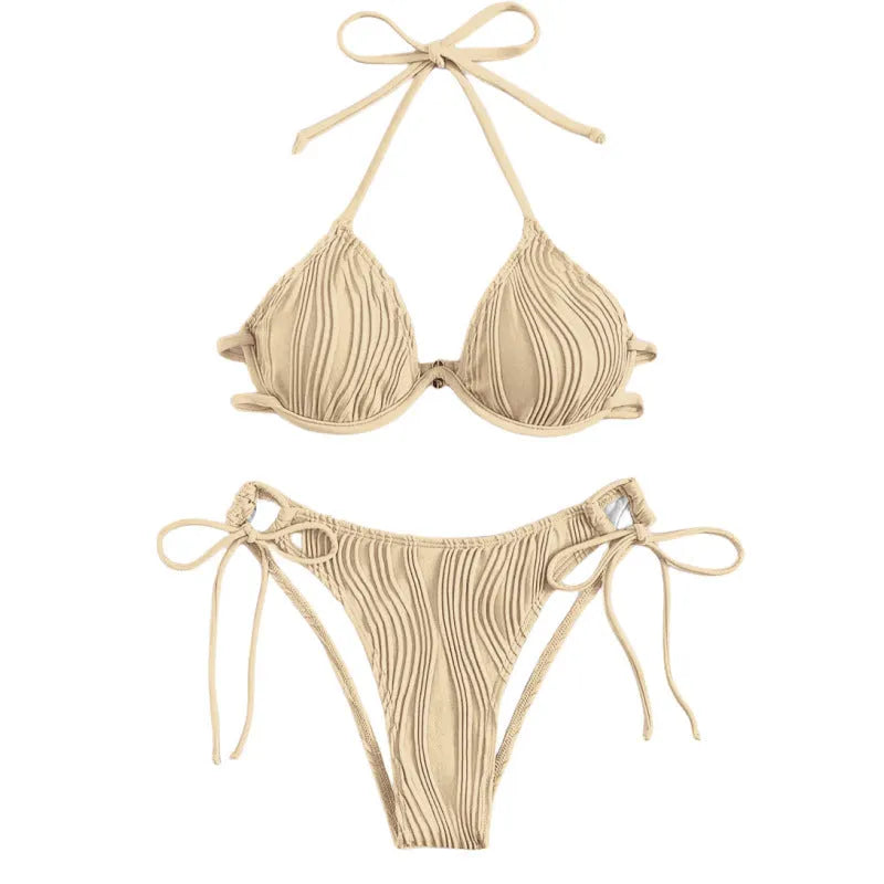 Women's steel wire underwire bikini swimsuit in split design with multiple colour options