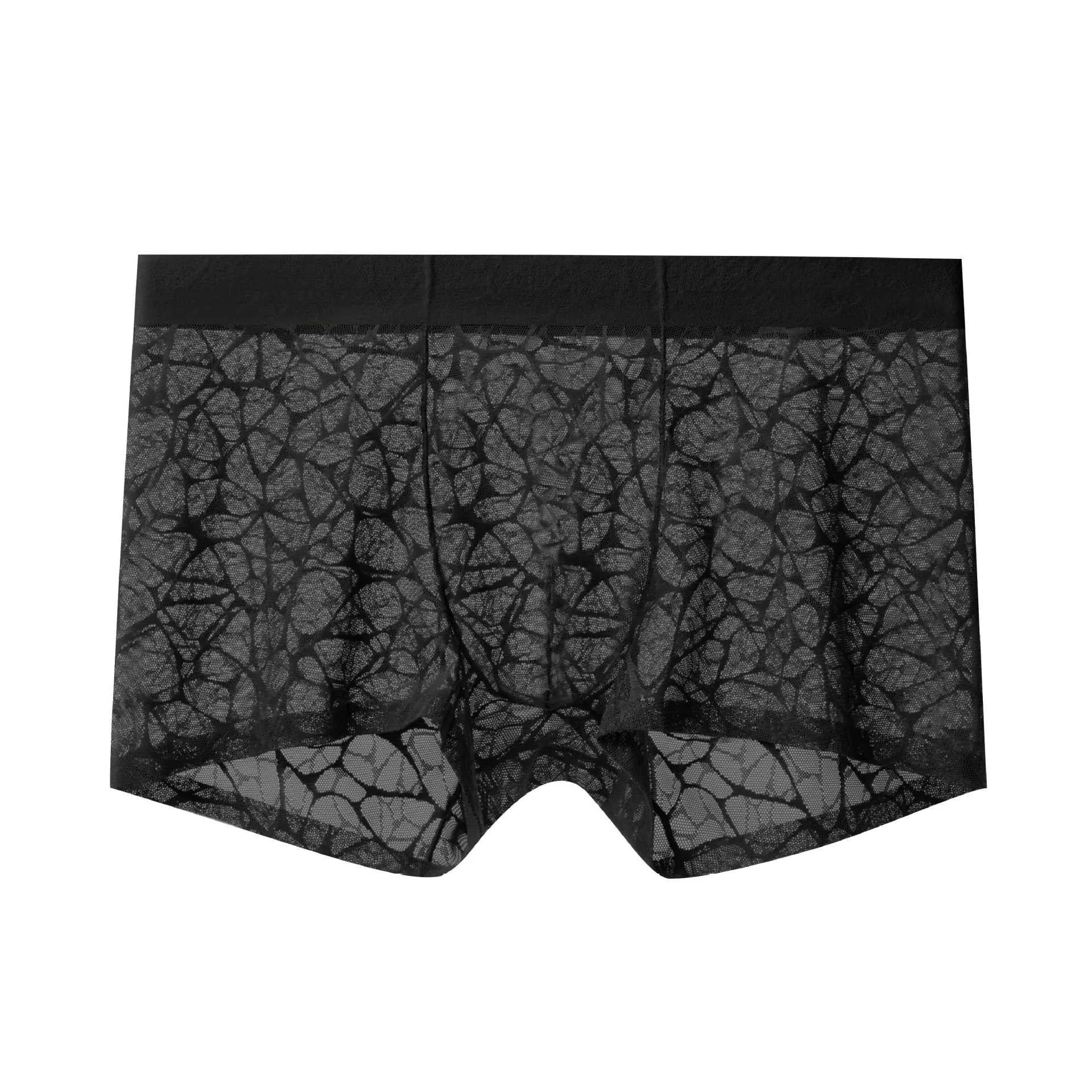 Men's thin lace leopard jacquard underwear in middle waist design showing five colour options