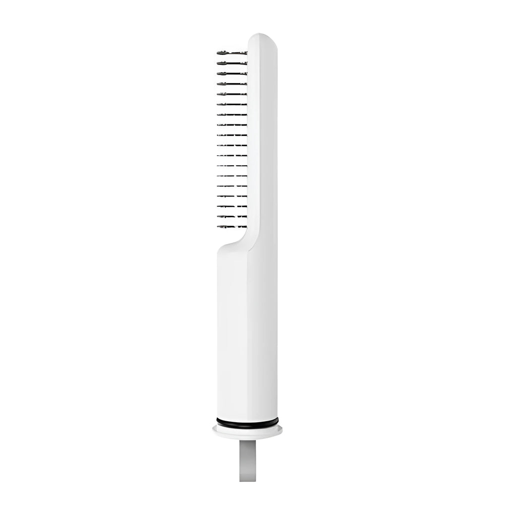 Stainless steel dematting comb with ergonomic handle for removing knots from dog or cat hair.