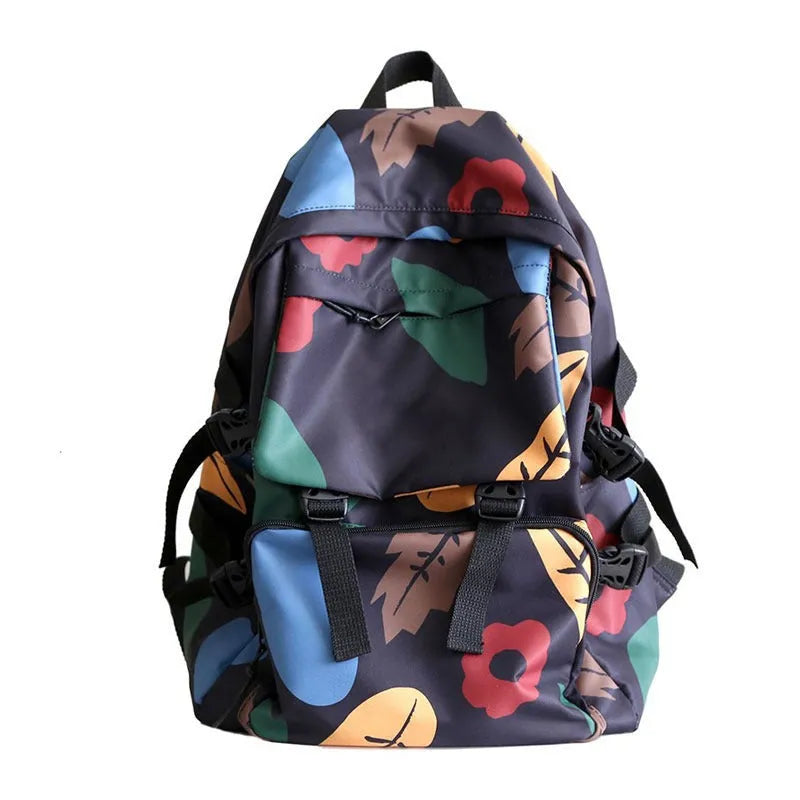 Women's large capacity leisure travel backpack in nylon, solid colour, black or white, ultra light design.
