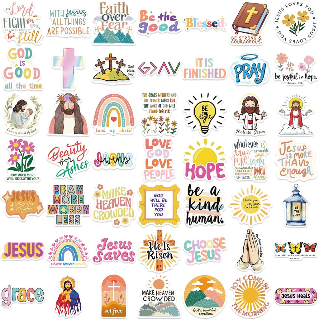 Pack of 50 assorted graffiti-style decorative stickers with random printed patterns.