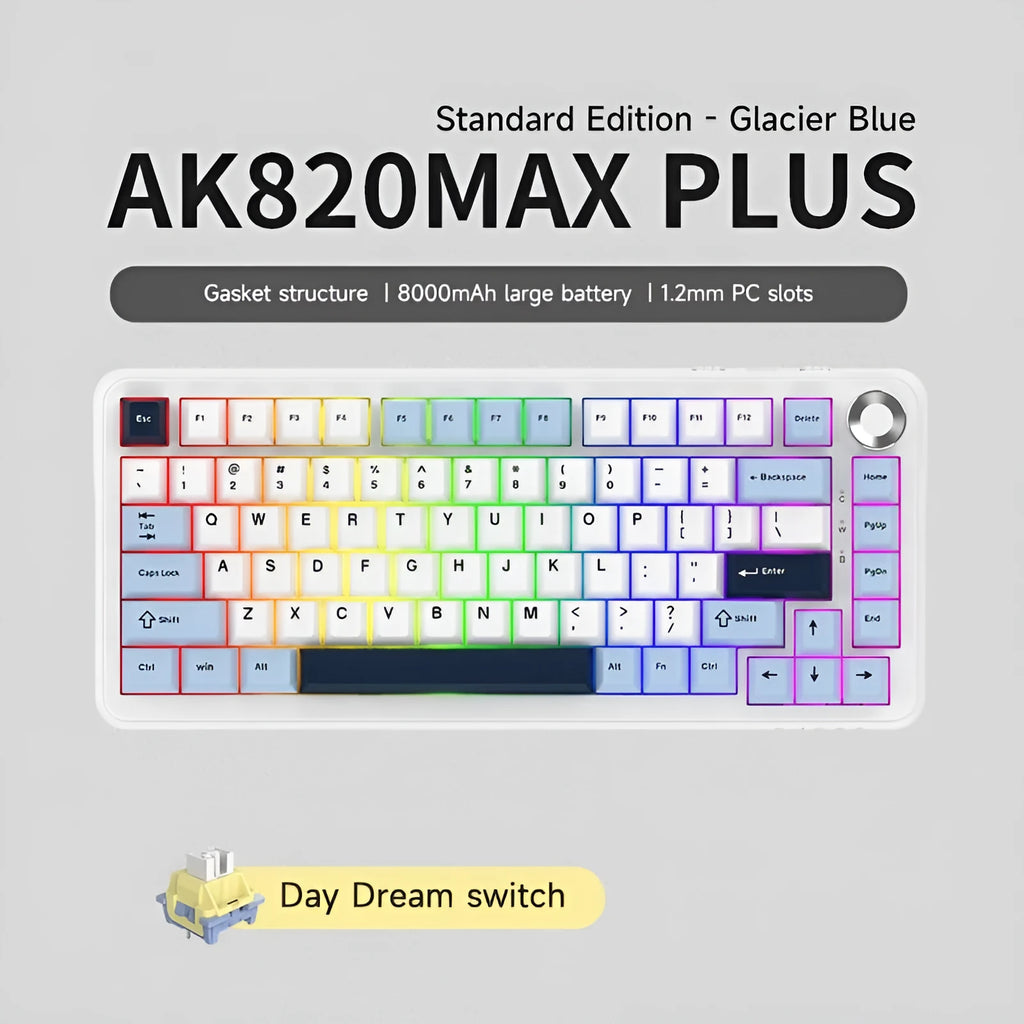 Black grey yellow wireless mechanical keyboard with 75% layout and hot-swappable switches