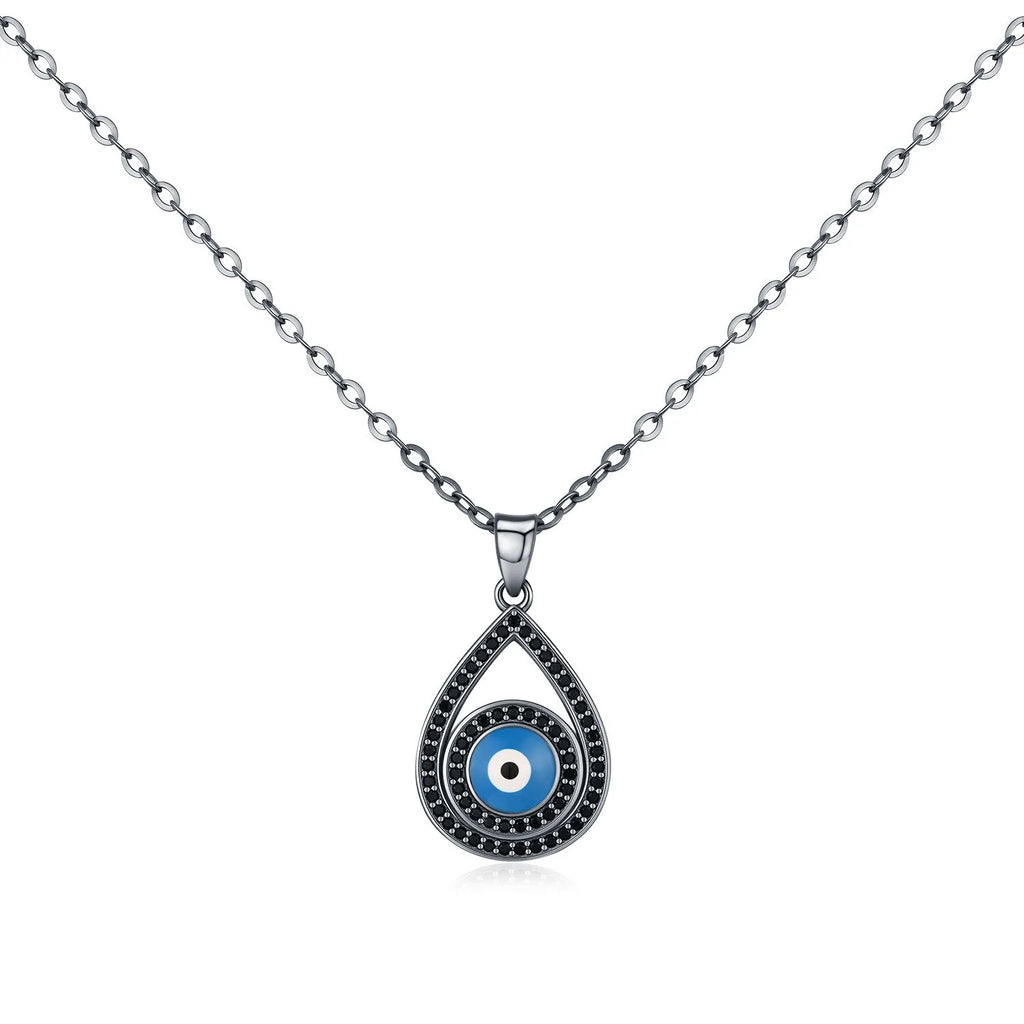 S925 sterling silver funny ghost big eye necklace women dark series clavicle chain silver tone
