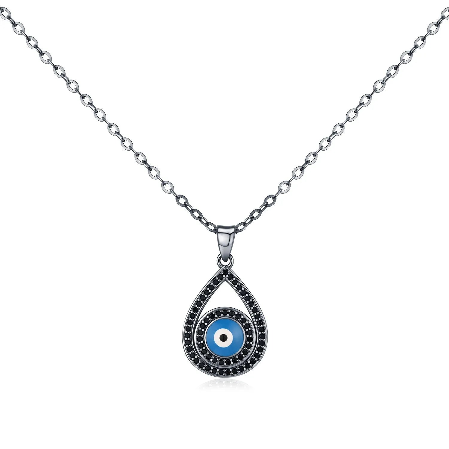 S925 sterling silver funny ghost big eye necklace women dark series clavicle chain silver tone