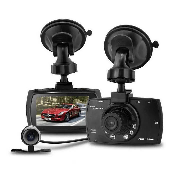 G30 hidden dual camera car DVR system installed on vehicle windscreen