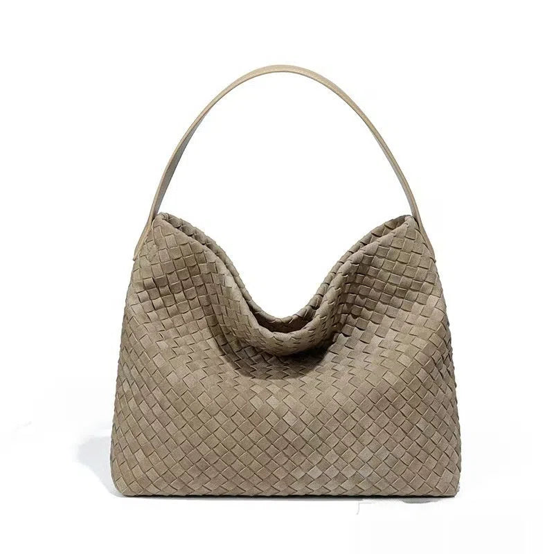 Arrival large-capacity women's woven handbag in PU leather, horizontal rectangular shape, vintage style, available in multiple colours