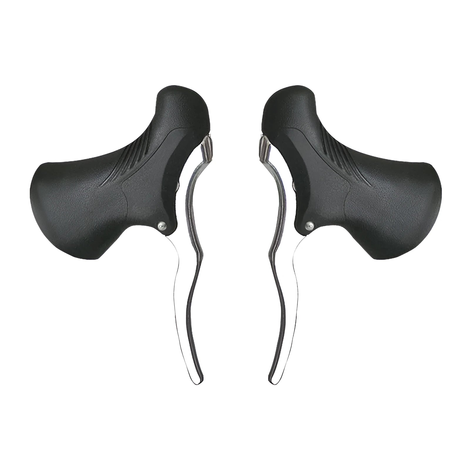 Pair of aluminium alloy road bicycle brake handles in black and black-silver colours