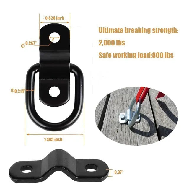 Galvanised carbon steel floor hook with pull ring in black finish for truck mounting