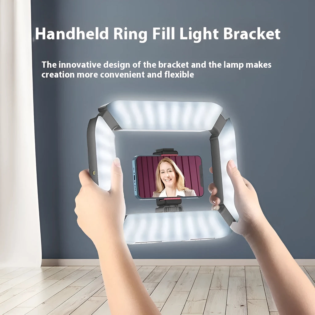 U200 white LED fill light with thick frosted panel and bracket on a tabletop