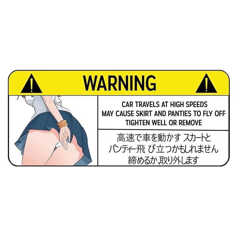 13cm PVC vinyl comic car warning sticker on vehicle window